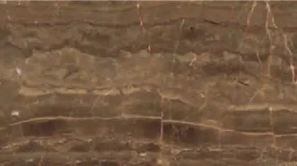 Coffee marble: horizontal coffee and tan bands crossed by thin rust-coloured veins