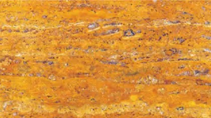 Golden Travertine slab: golden yellow streaks with small violet-grey inclusions
