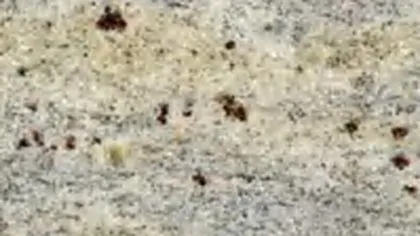 Kashmir White granite slab: ivory and grey with small burgundy garnet spots