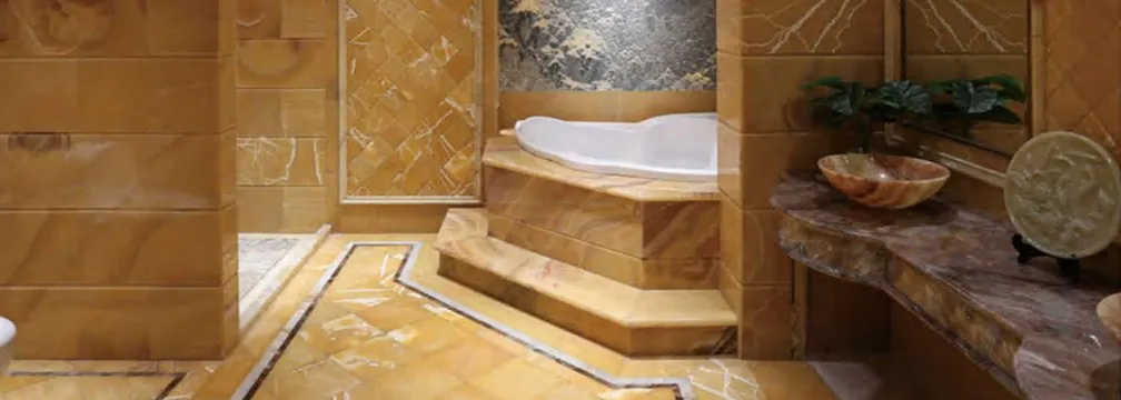 Onyx slabs installed