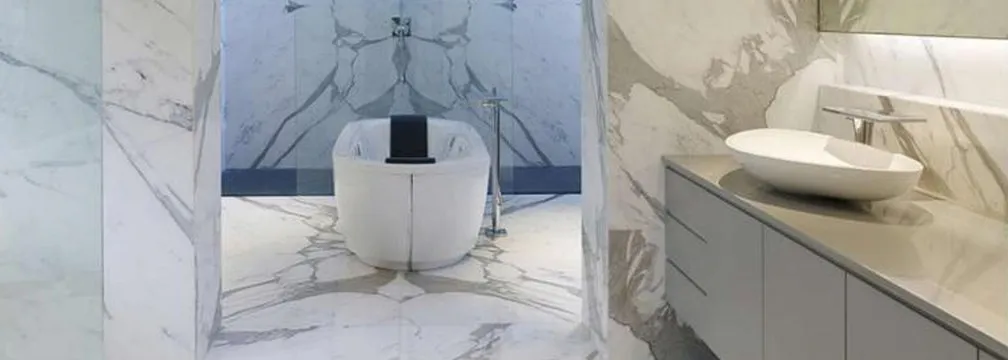 White marble installed