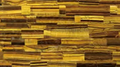 Yellow Tiger Eye panel: golden brown tiger eye strips stacked in horizontal rows