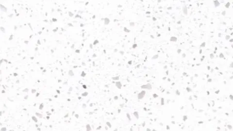 Conchiglia quartz slab: shell-pink, grey and clear chips strewn across bright white