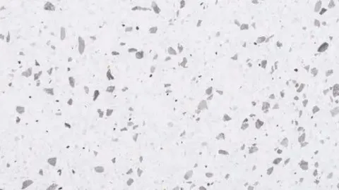 Grandine terrazzo: bright white ground evenly dotted with small grey chips