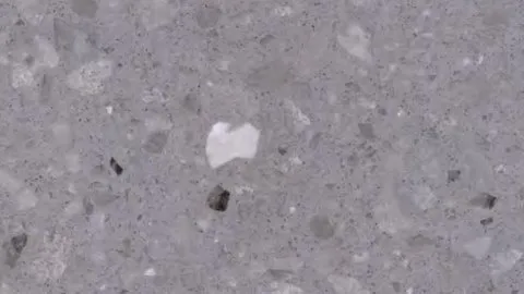 Selce terrazzo: mid-grey ground with tonal fine chips and occasional white and charcoal pieces